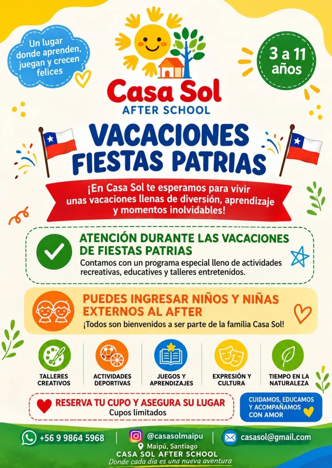 Vacaciones Fiestas Patrias 2026, en Casa Sol - Maipú